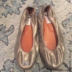 Lanvin muted gold flats excellent condition